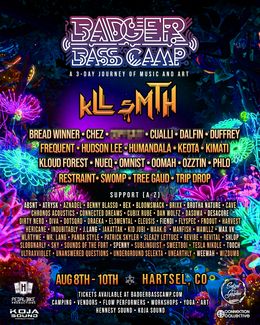 Badger Bass Camp, Hartsel, CO — w/ Kll Smth, Duffrey, Chez, Bread Winner, Frequent, Desacore, Humandala, and a whole lot more — flyer